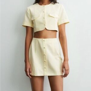 Zara Cropped Button-Front Jacket and Skirt Set